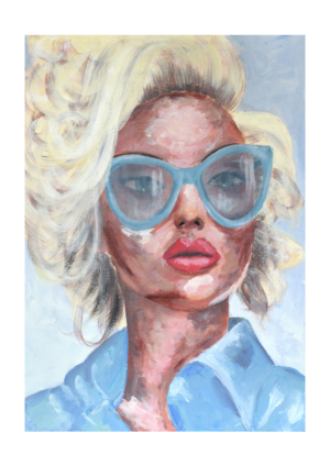 A1 Plakat - Dame Med Blå Brille
