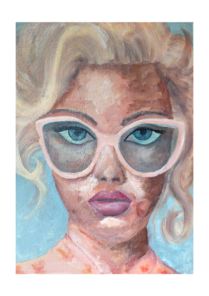 A1 Plakat - Dame Med Rosa Brille